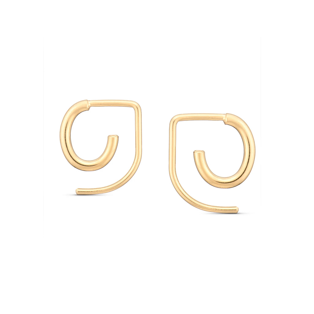 Dana gold and jewelry Aero Earrings - Gold-plated sterling silver open hoop earrings on a neutral background