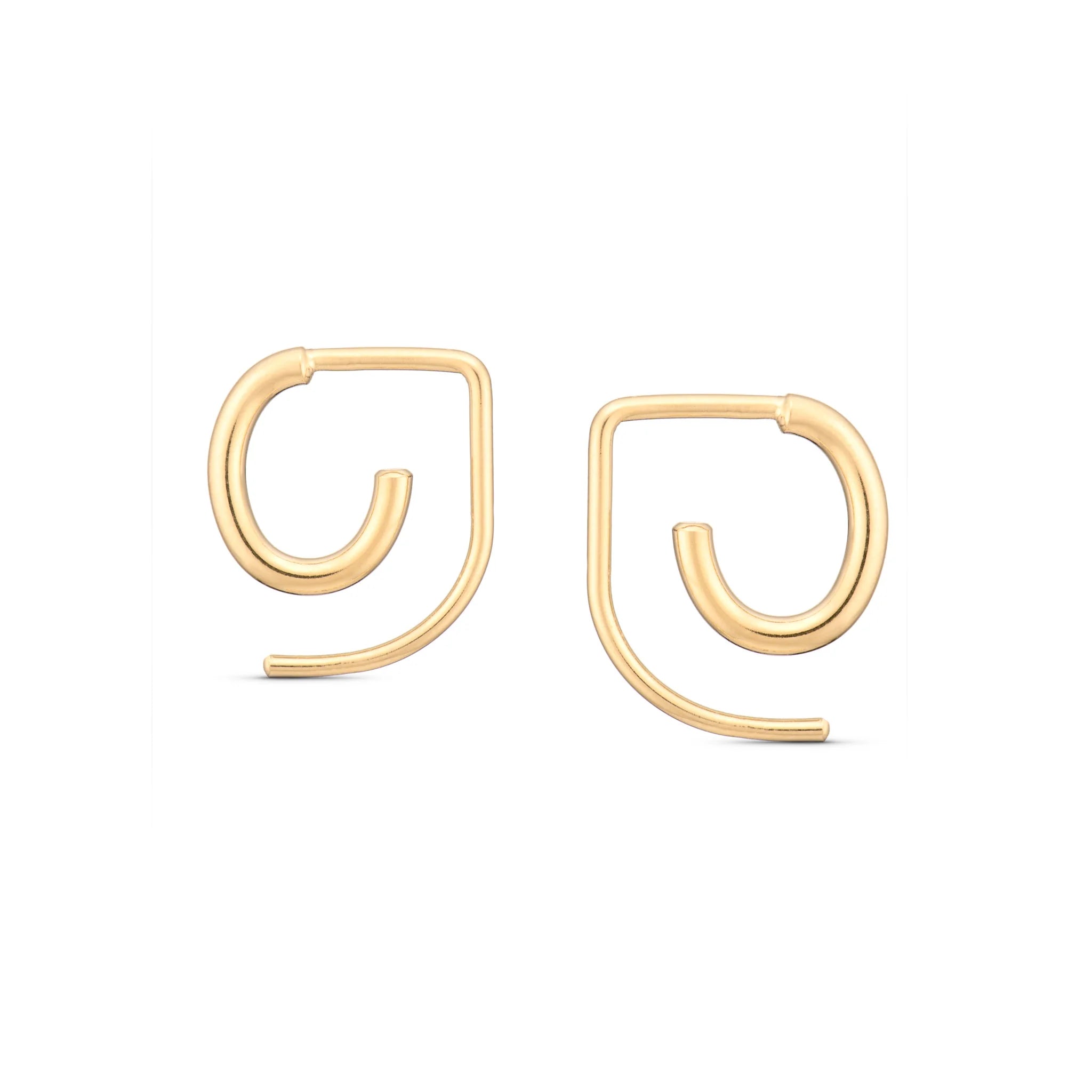 Dana gold and jewelry Aero Earrings - Gold-plated sterling silver open hoop earrings on a neutral background