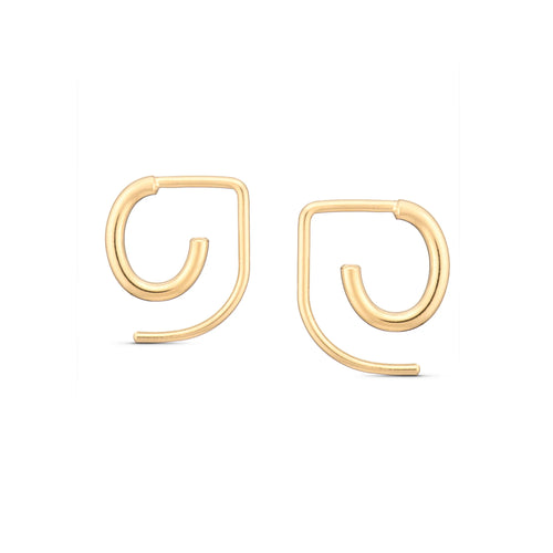 Dana gold and jewelry Aero Earrings - Gold-plated sterling silver open hoop earrings on a neutral background