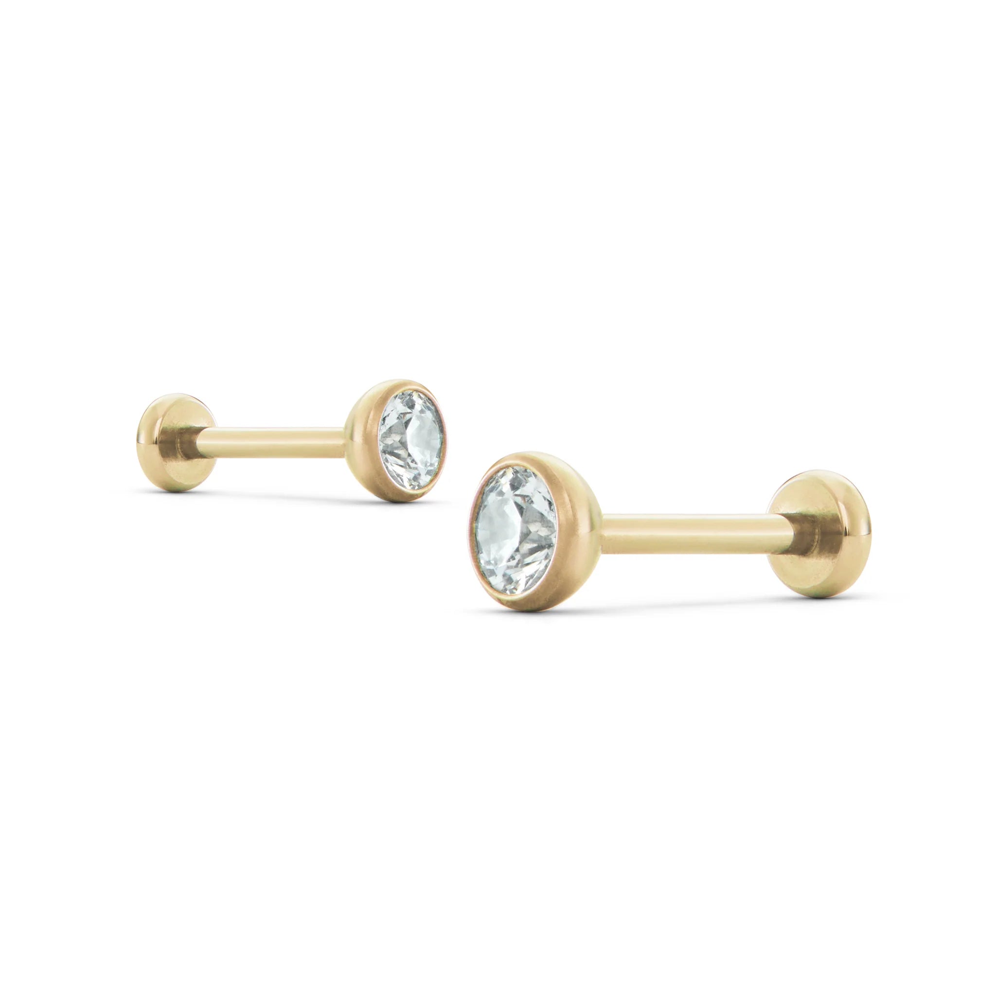Dana gold and jewelry Cosmic Nap Studs gold titanium flat back earrings with CZ stone