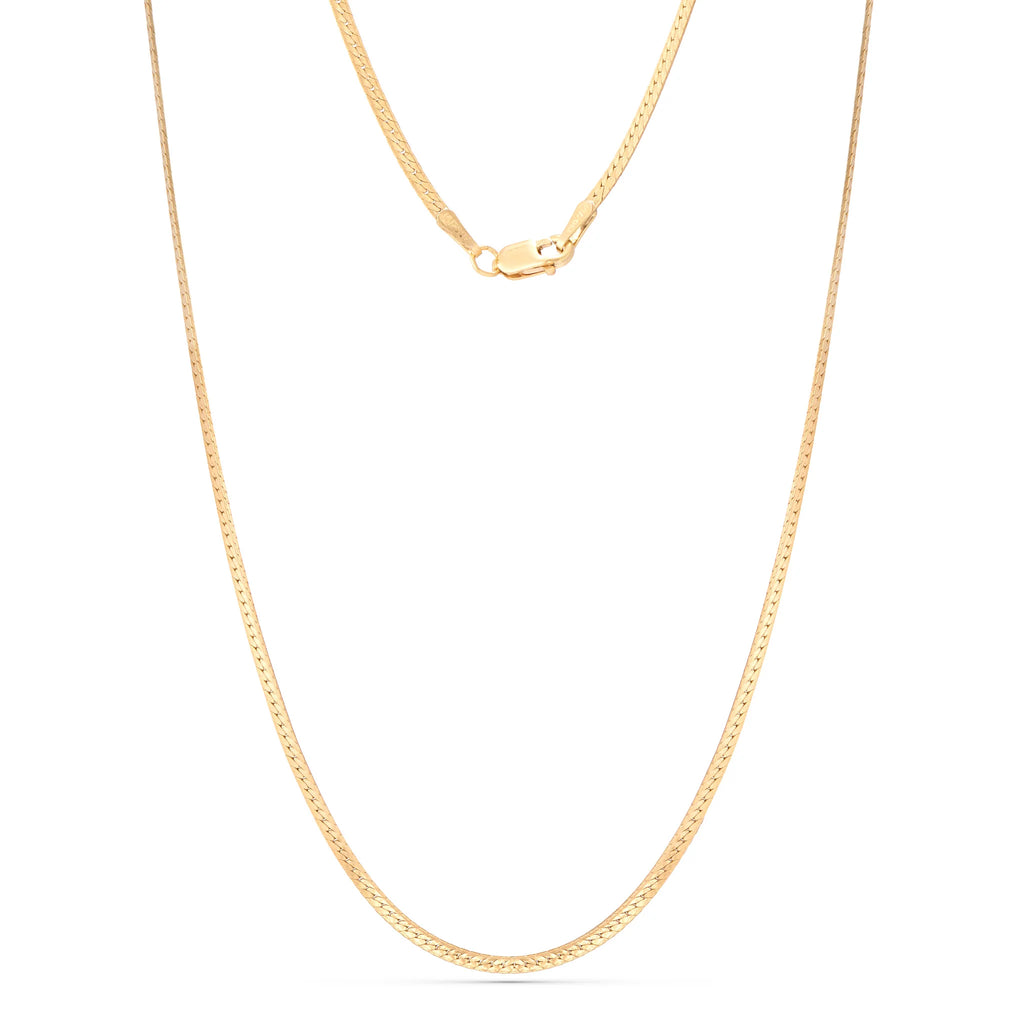 Dana gold and jewelry herringbone necklace in 14k gold filled on a model