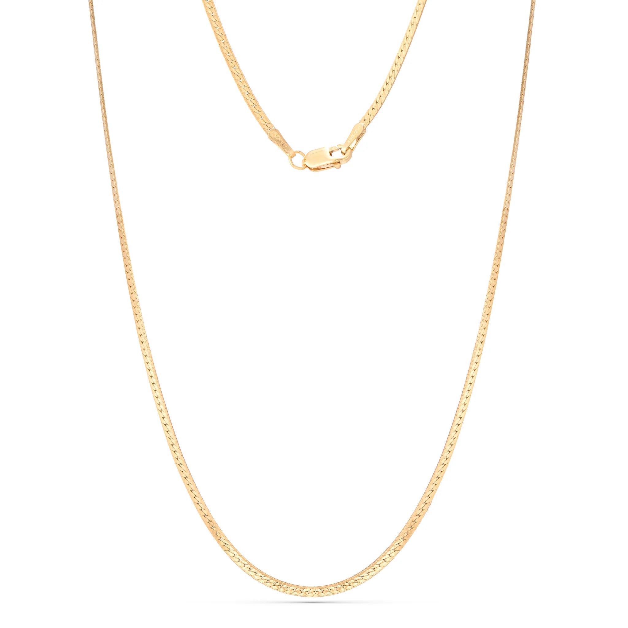 Dana gold and jewelry herringbone necklace in 14k gold filled on a model