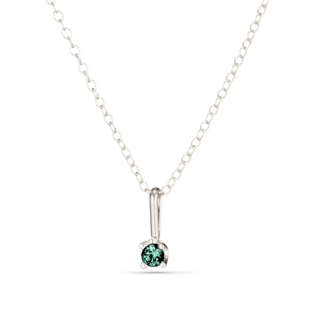 Dana gold and jewelry Kismet Birthstone Necklace in sterling silver with a delicate 3mm birthstone pendant on a fine chain