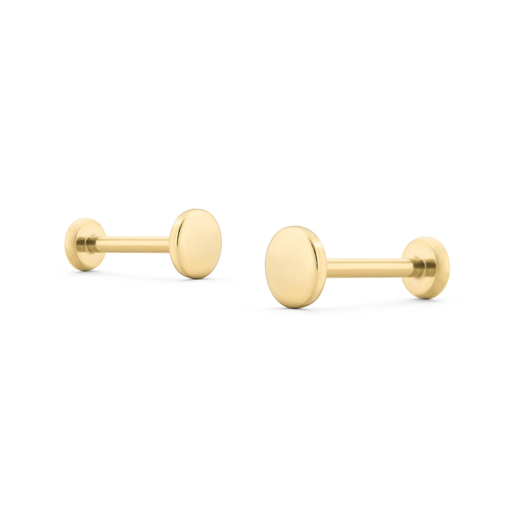 Dana gold and jewelry tiny circle nap studs flat back titanium gold earrings