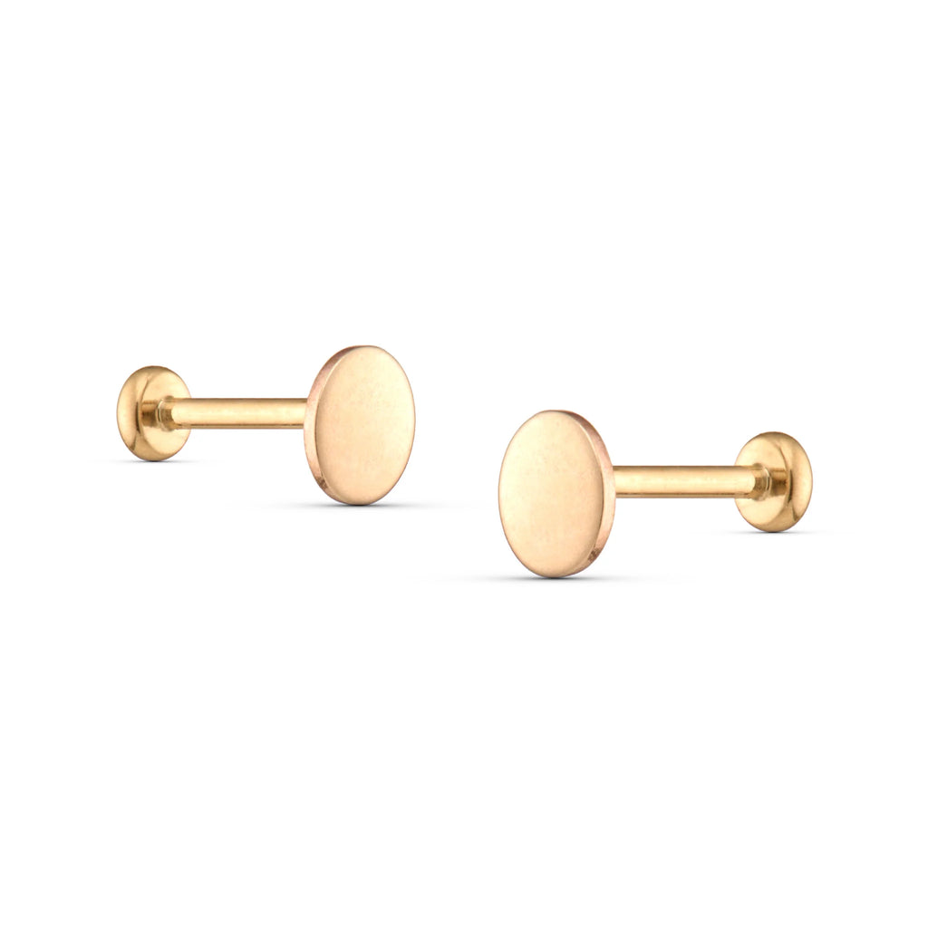 Tiny Circle Nap Studs – 18k Gold Plated Titanium Flat Back Earrings